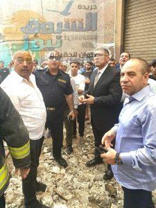 محافظ الجيزة يتابع جهود إطفاء حريق بمخزن دهانات بمنطقة البراجيل بأوسيم