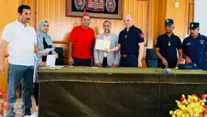 وكيل صحة شمال سيناء يشهد ختام فعاليات البرنامج التدريبي للحماية المدنية لوحدات الاعتماد بديوان عام المديرية. 
